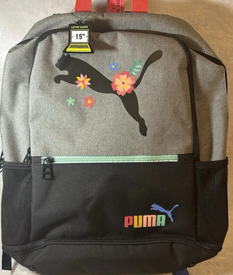 PUMA Eclipse 18'' Backpack School Bag Laptop Sleeve Shoe Compartment Floral - NEW
