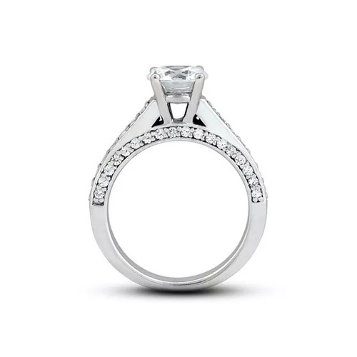 Side Stone Engagement Ring Solid 14K Gold 1.55 CT Round Lab-Grown Diamond F VS1 - Picture 18 of 18