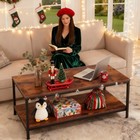 39" Coffee Table Rectangle Center Table for Living Room Side Table Rustic Brown