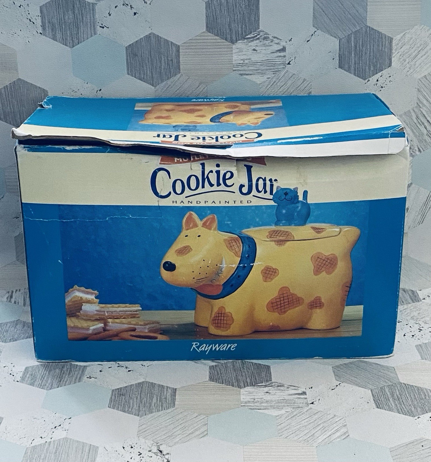 Rayware Cookie Jar Mutley The Dog Hand Painted Vintage Biscuit Tin With Box