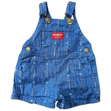 OshKosh B Gosh Vestbak Vtg 3/6M Denim Baseball Embroidered Balls Bats Overalls
