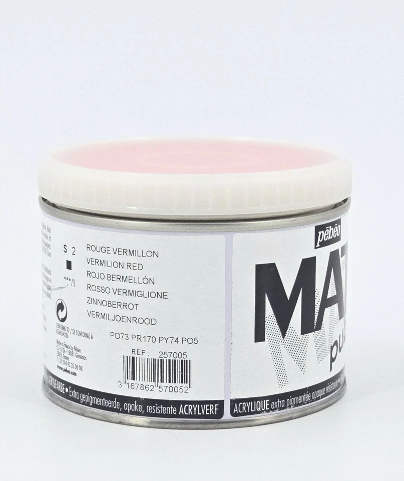 Pebeo Mat Pub Vermillon Red 257005 Acrylic Paint 16.9 oz 500ml New  - Image 2 of 4