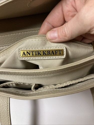 Antik Kraft Handtasche beige weiches Kunstleder Tasche Handtasche Schultertasche gebraucht, in einwandfreiem Zustand - Bild 6 von 8