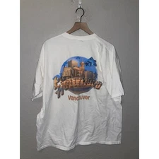 Vintage Planet Hollywood Shirt Vancouver Canada Graphic White XL Tee 90s VTG