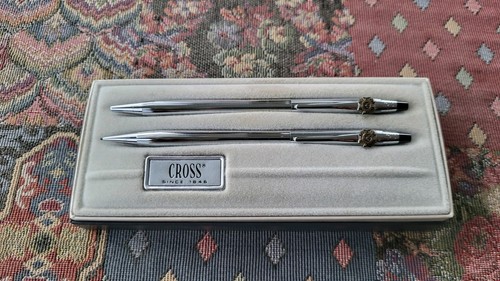 Cross Glanz Chrom Silber Stift und Bleistift Set 3501 mit Box