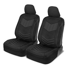 Motor Trend Super Sport Faux Leather Seat Covers   Modern Two Gray Front Seats