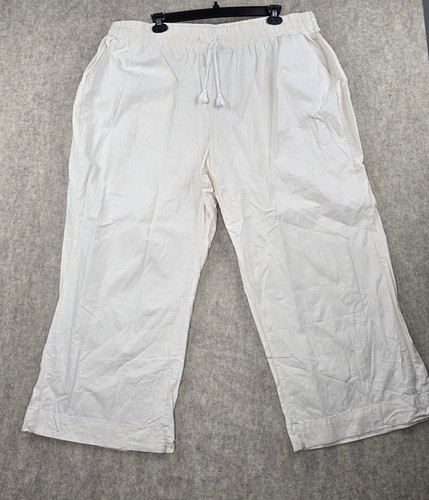 Leinenhose mit Kordelzug und elastischem Bund weites Bein Damen Größe 28S weiß leicht - Bild 1 von 8
