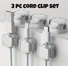 Cable Management Clips, 3 Pc Magnetic Computer Cord Organizer, White Clip Set
