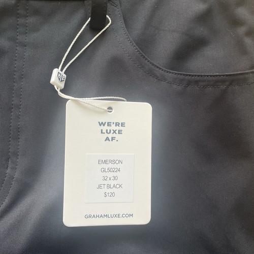 Graham Luxe Emerson Golf Pants NWT Men’s 32x30 Jet Black - Picture 8 of 8