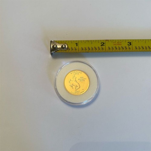 2007 Wyoming State Quarter 24K Gold Plated Uncirculated Coin - Picture 1 of 2