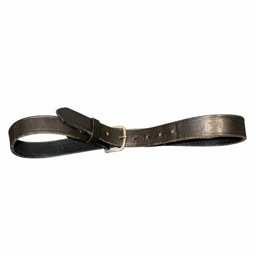 Y2K Unisex schwarz Leder 31” breiter Gürtel 1” dick lässig Alltag minimalistisch - Bild 6 von 12