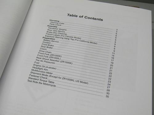 2020-2021 KAWASAKI Z H2 SE ZR1000 MOTORCYCLE ASSEMBLY & PREPARATION MANUAL - Picture 4 of 4