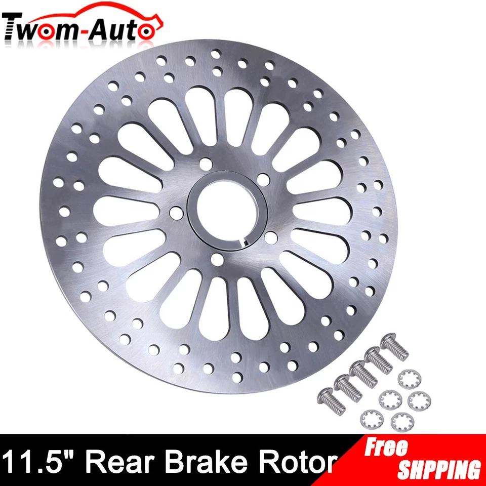 Disco de rotor de freno trasero cromado de 11,5" para Harley Sportster Road King Electra Glide Foto 3 de 4