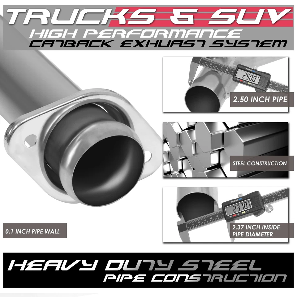 FOR 15-20 FORD F150 2.7/3.5/5.0L 3.5"OD ROUND MUFFLER TIP CATBACK EXHAUST SYSTEM - Image 3 of 4