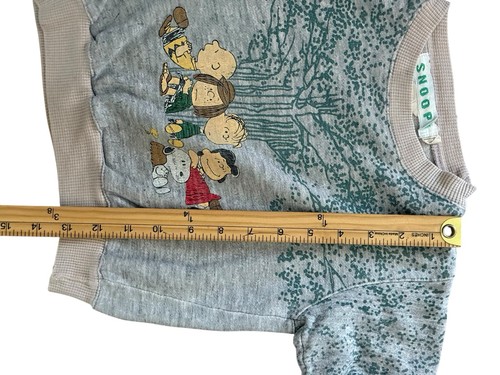 Vintage Peanuts Gang Kinder Sweatshirt grau beige Baumfehler 80er Jahre doppelseitig - Bild 12 von 13