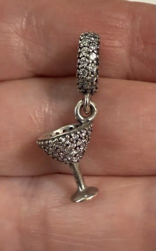 PANDORA S925 ALE Sterlingsilber Pavé CZ COCKTAILGLAS Dangle Charm 791535CZ