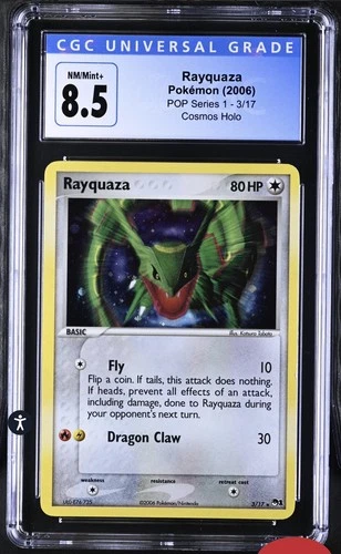 Rayquaza Pokemon 2006 Pop Series 1 - 3/17 Cosmo Holo CGC 8.5 Mint +
