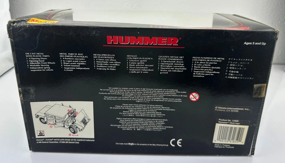 Maisto Edición Especial Blanco Hummer Soft Top Escala 1:18 Diecast #31859 Foto 4 de 4