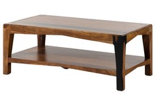 Couchtisch modern Vollholz Natur Sheesham dunkelbraun lackiert 115x60x45