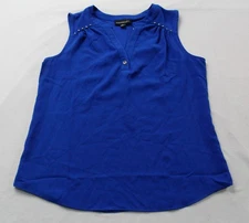 Fortune + Ivy Women's Brielle Mixed Material Blouse CN6 Cobalt Small NWT