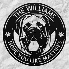 Personalized Mastiff Dog Metal Sign Custom Pet Decor for Home or Pet Owner Gift