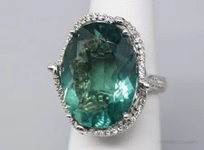 JTV DK Paraiba Tourmaline & White Zircon Sterling Silver Ring 5.25