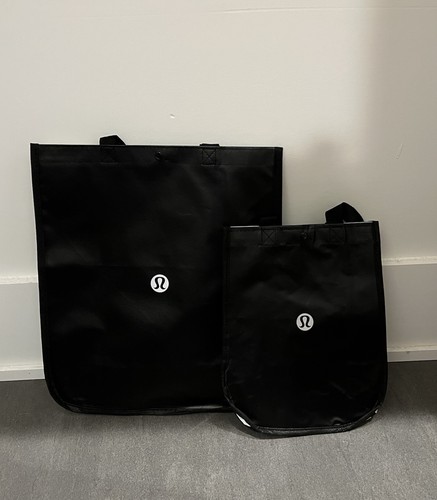 Neu ohne Etikett lululemon einfarbig schwarz wiederverwendbar KLEINE & GROSSE Tasche/Beuteltasche - Menge 2