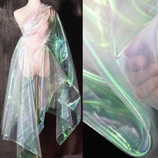 3YD Sheer Iridescent Organza Fabric, Holographic Magic Gauze for Decor/Costumes
