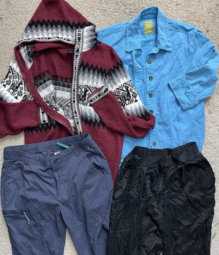 4 Lot Alpaca Womens M Full Zip Cardigan Sweater Pulp Button Down Silk Land Pants