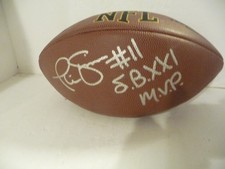 PHIL SIMMS NEW YORK GIANTS AUTOGRAPHED S.B.XX1 M.V.P. WILSON FOOTBALL SILVER IN