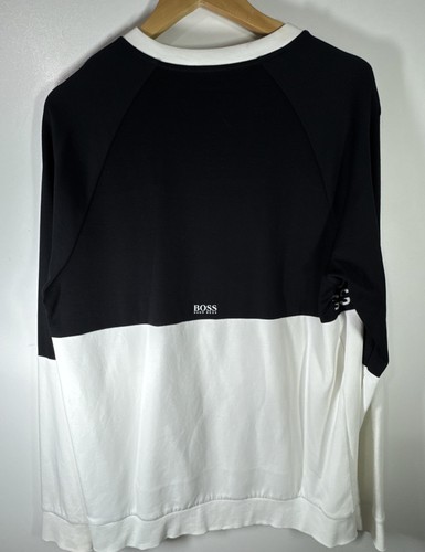 Hugo Boss Men's Black White Logo Jumper Size Large Good Condition - Picture 2 of 9