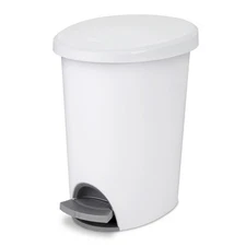 Sterilite 2.6 Gallon Trash Can, Ultra Step On Bathroom Trash Can, White