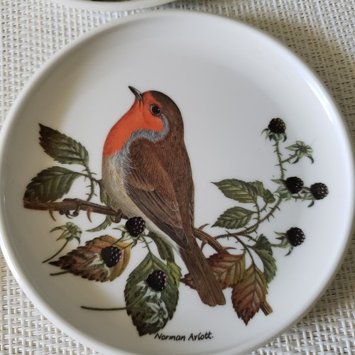 De colección. 6 Posavasos de Melamina con Pájaros y Flores, Soporte de Cuero Praesidium England - Imagen 4 de 12