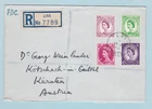 Great Britain 1954 SG 520, 523, 524 First Day Cover Liss to Austria +8d