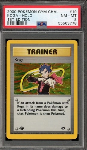 Pokemon Koga Holo Gym Challenge 19/132 1st Edition PSA 8