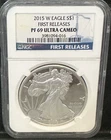 2015-W SILVER EAGLE NGC PF69 ULTRA CAMEO 1 OZ AMERICAN EAGLE First Releases