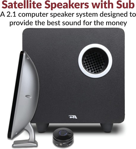 Versatile 2.1 Multimedia Speaker System with 5.25 Inch Subwoofer - Black Finish - Picture 4 of 9