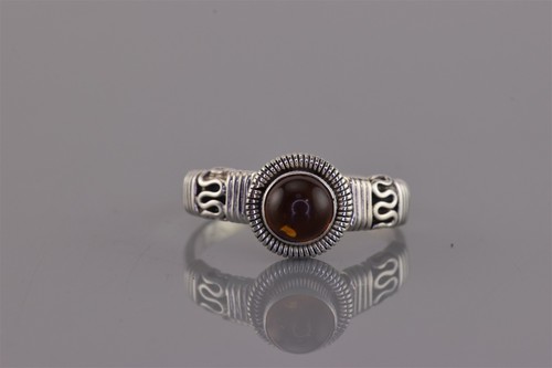 Sterling Silver Polished Amber Coiled Bezel Bali Looped Band Ring 925 Sz: 7 - Picture 2 of 8