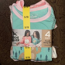 EDDIE BAUER Girls 4 PIECE PAJAMA SET size Small 7-8
