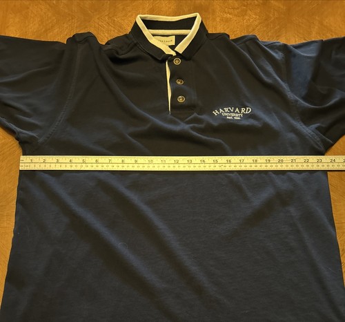 VTG Cutter & Buck HARVARD University Golf Polo White & Blue Knit Contrast Collar - Picture 5 of 16