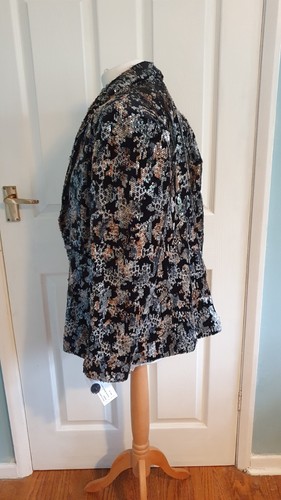 Helene Berman Velvet Sequin Blazer Jacket Black Brown Animal Leopard New Size 10 - Picture 3 of 3