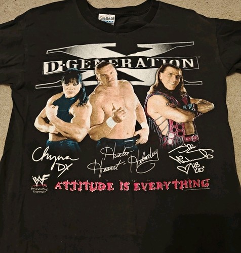 Vintage WWF WWE DX Triple H, Chyna, Shawn Michaels 1998 Wrestling T Shirt Size M - Foto 2 di 4