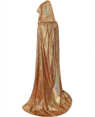 Womens Gold Hooded Cape Halloween Full Length Cloak with Hood Mens Snake Cost... - Bild 1 von 6