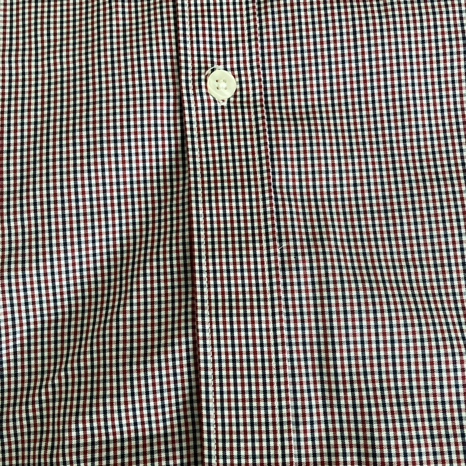Camisa de vestir Van Heusen para hombre manga larga S L/G 16-16 1/2 sin hierro roja blanca negra Foto 3 de 4