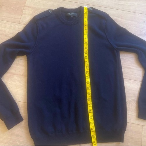 rag & bone size medium Dark Blue Crewneck men's merino wool & cotton Sweater - Picture 6 of 8