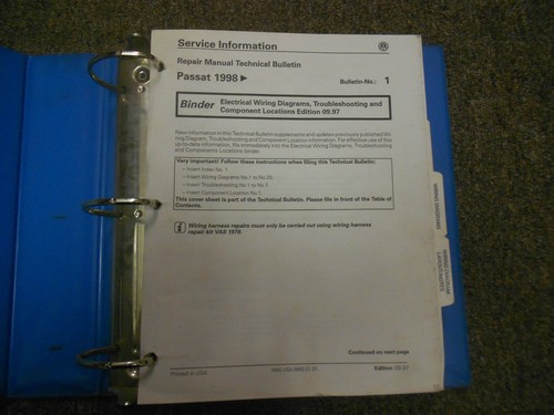 1998 99 00 2001 VW Passat Ewd Problemas Componentes Servicio Manual Final Ed - Imagen 2 de 12