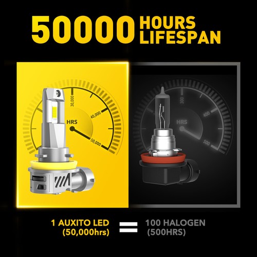AUXITO LED Headlight Bulb High Low Beam Fog H11 9006 9005 6500K 30000LM Y - Picture 7 of 32