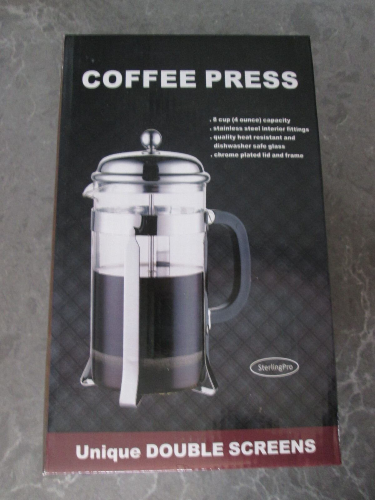 Sterling Pro Stainless Steel 8 Cup New In Box Double Screens