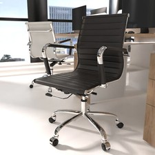 Mid-back PU Leather Adjustable Executive Office Chair Ergonomic Desk Chairs