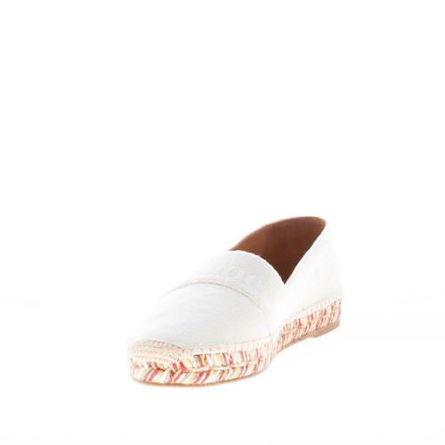 CHLOE Chaussures Femme Gris Perle Piia Espadrillas Ecru Toile soldes Raphia C23U8350800L